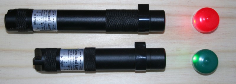 The Rescue Laser Flare Magnum (top) and the Green Rescue Laser Flare project a beam that will be seen by your targets as a bright and distinctive flash of light that won't cause temporary loss of vision or injury.