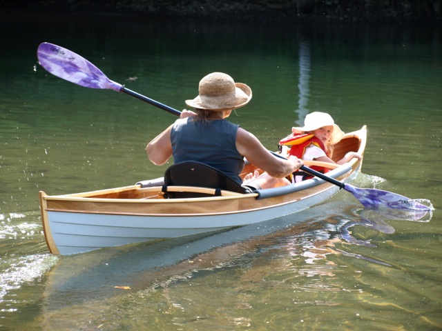 Shair Rutz and her granddaughter take a maiden voyage on the Ompompanoosuc River near Norwich, Vermont.