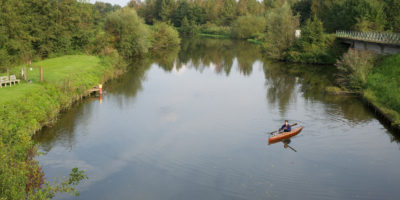 Near the village of Sassegnies, France, the Sambre meanders through farmlands and forests. The lock here was closed and we had to portage around it.