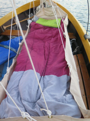 With the sleeping bag in place, the bunk is ready for the night.