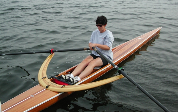 The original design included a laminated outrigger and a foredeck that loped down to create the rower's bench.