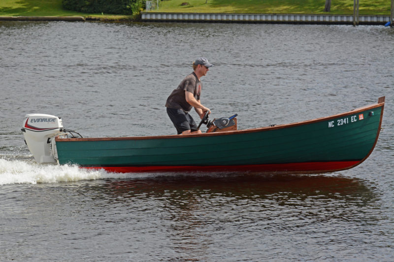 The skiff's concave run is as effective as trim tabs in keeping the bow down at speed.
