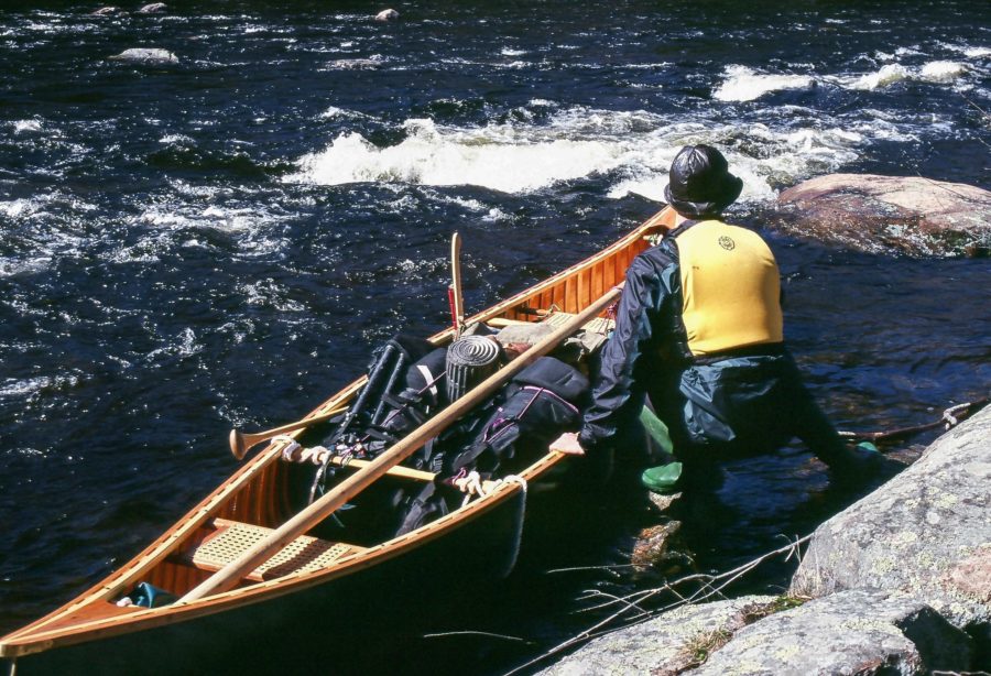 Raquette River, Adirondacks. Lining, like portaging and upstream hauling, became comfort measures. When paddling simply wasn’t working, I fell back on what would. Progress was slow, but anything that kept me moving was enough to boost my spirits.