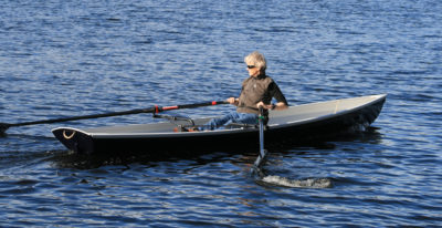 The long waterline, full-length keel strip, and skeg give the Duckling strong tracking; little effort is required to maintain course.