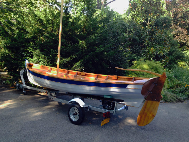 A Penobscot 17 will tip the scales somewhere between 260 and 300 pounds, making for easy towing on a light trailer.