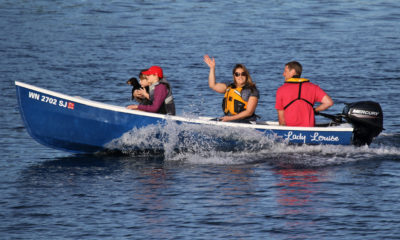 What was designed as a hunting skiff serves as the family's water taxi, getting to shoreside destinations quicker than they could drive to them.