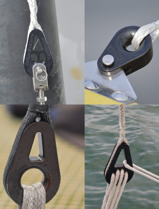 A few of the Colligo fittings designed for use with Dyneema line.