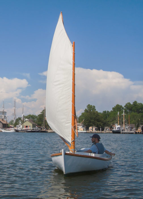 In light air, the Seaford skiff requires deft handling and precise timing when tacking to keep it moving briskly.