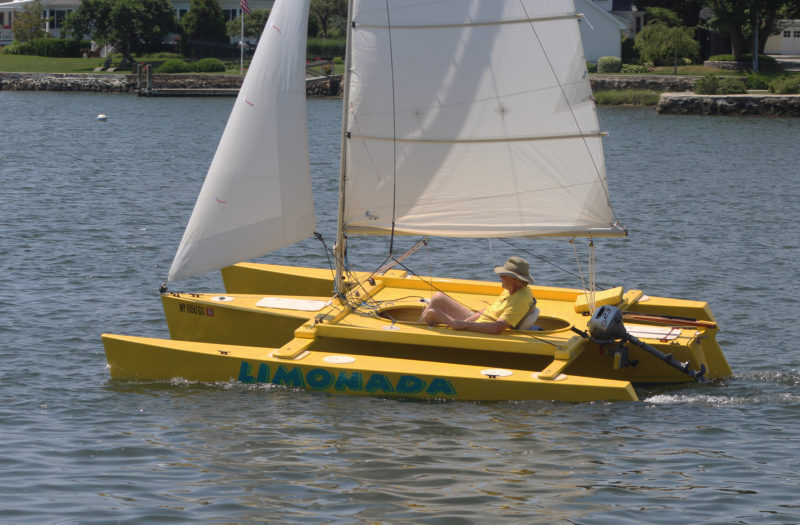 John Marples, designer of the SeaClipper 16 and builder of LIMONADA, goes for a sail on the Mystic River.
