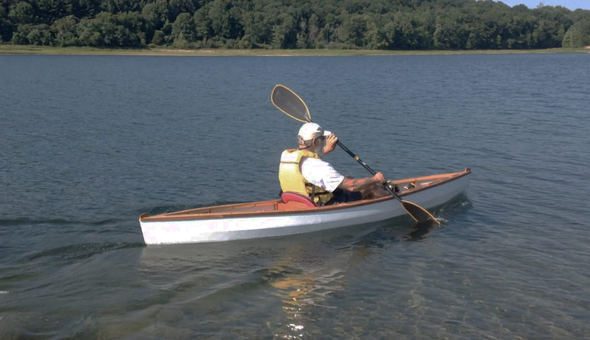 A double-bladed paddle, the type used for sea kayaks, is the best choice for general paddling in the Wee Lassie. It offers better course holding than a single-bladed paddle.