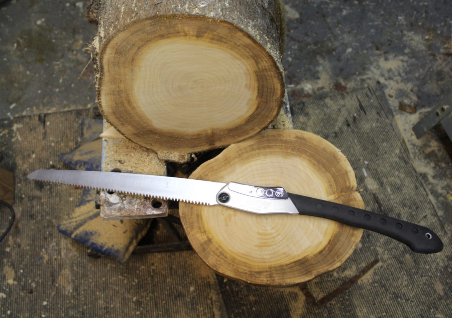 This 12" Alaskan yellow cedar log wasn't too big a job for the Bigboy. It cut through in five minute.