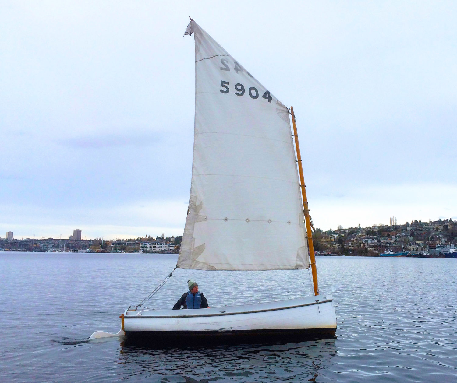 sprit rigged sailboat