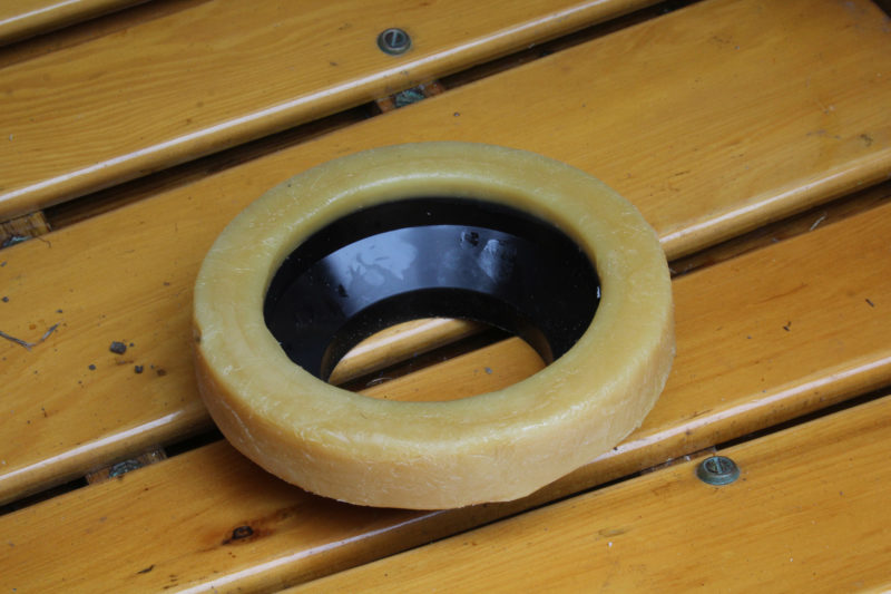 The wax toilet ring has a color similar to beeswax, but like Stay-Afloat, the material commonly used is a blend of petroleum byproducts.