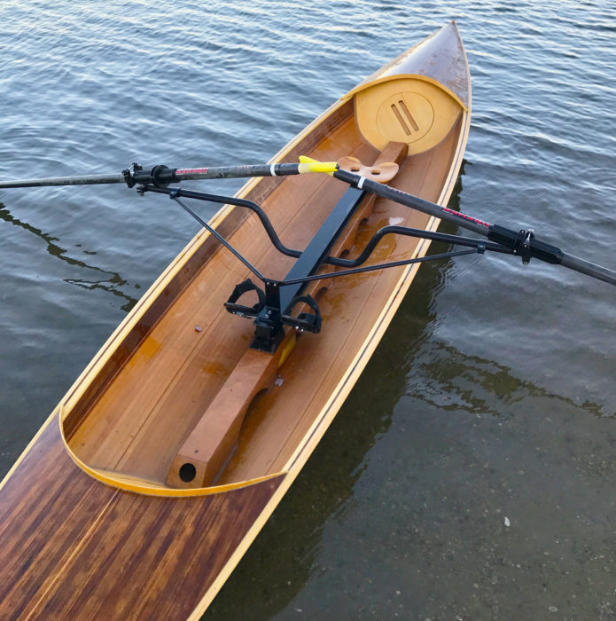 The seat support rail is designed for the Piantedosi sliding seat rowing rig. Under each deck is a sealed compartment for dry storage and flotation. The manual includes instructions for making the hatches from plywood. 