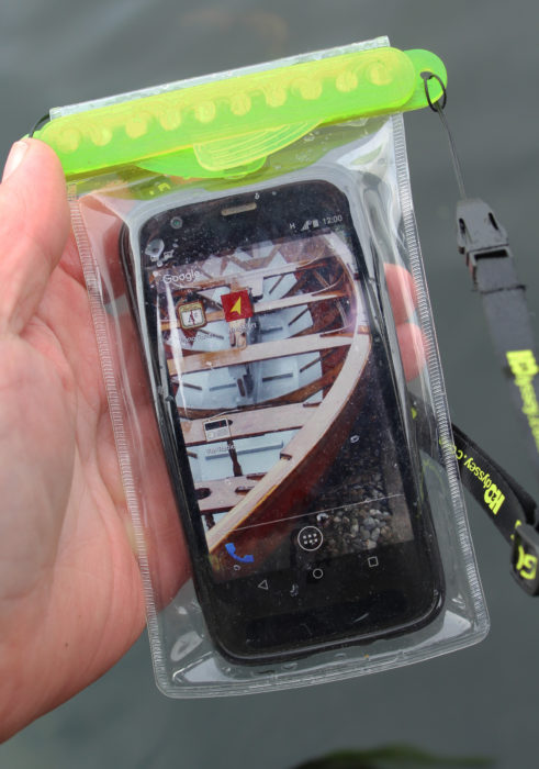 The Minnow, shown here, is the smallest in the GoBag line and a snug fit for a MotoG smartphone.