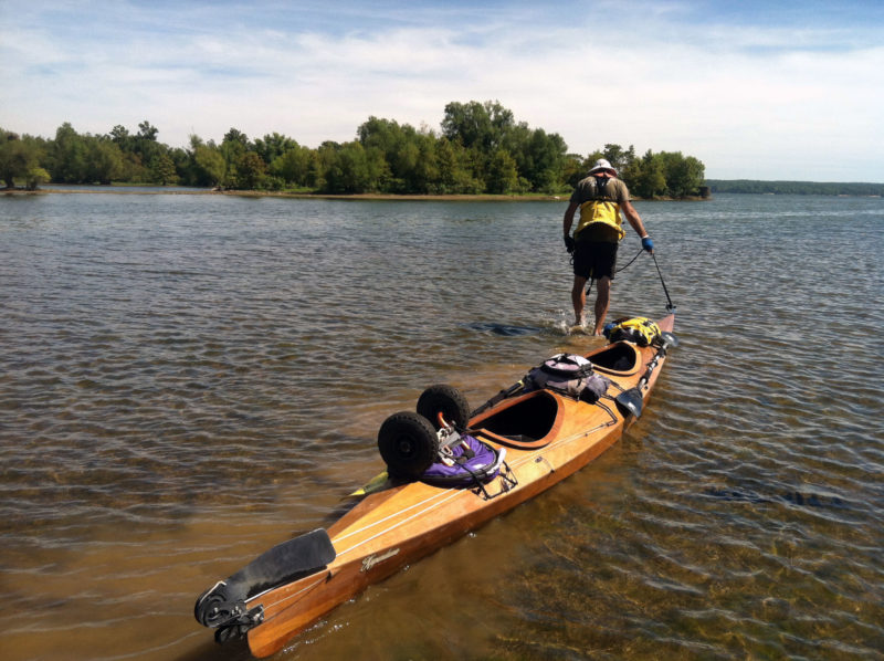 Gene pulls KUPENDANA over an unexpected shallow sand bar between two of the islands in Kentucky Lake.
