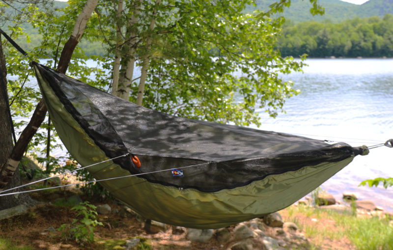 For mild conditions in mosquito country, the zip-on net lets the breezes flow through and keeps the mosquitoes out. 