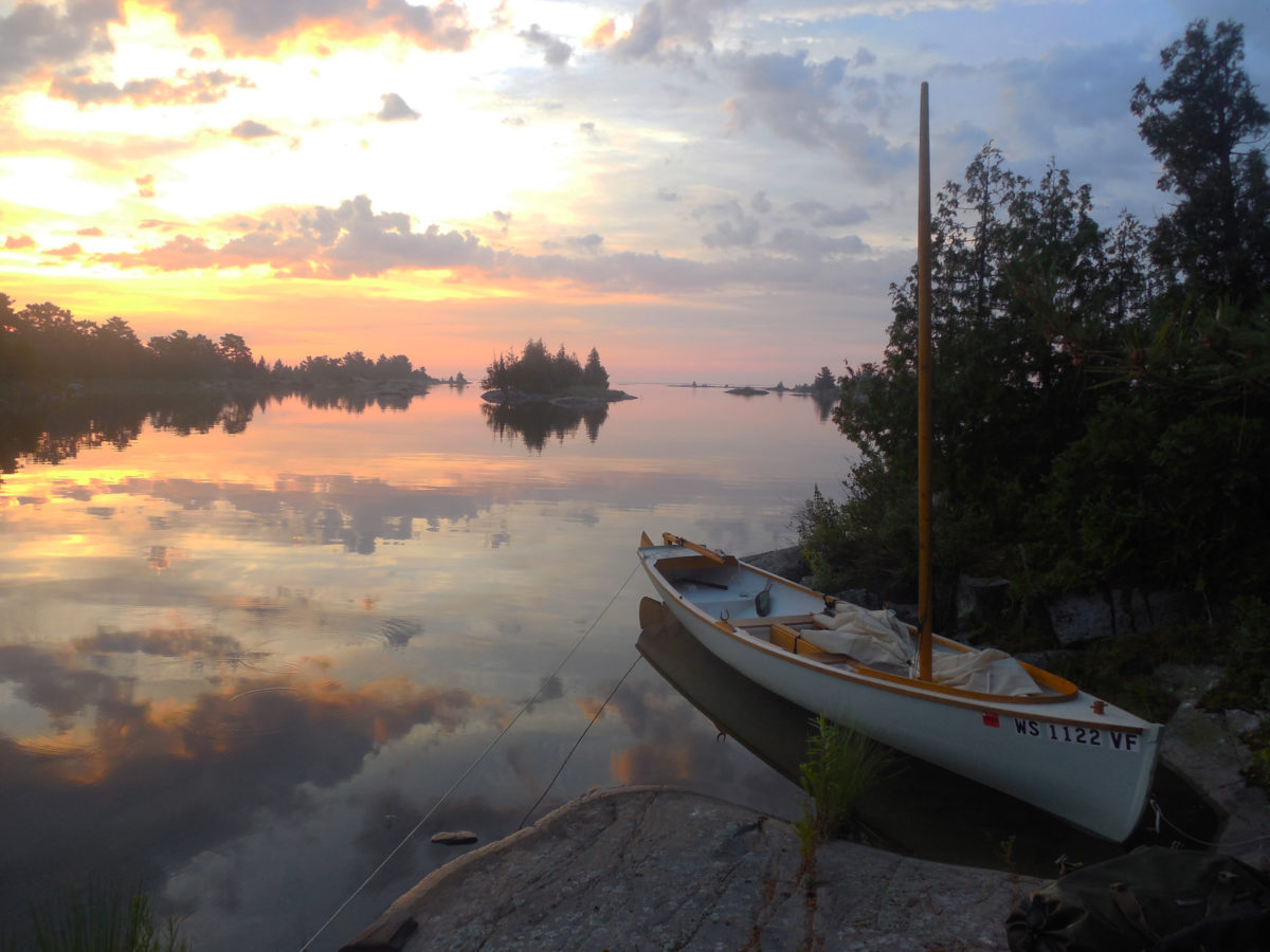 : Looking east from camp on my final morning in the Bustard Islands, it was easy to see a clear route out to the open waters of Georgian Bay to continue my journey.