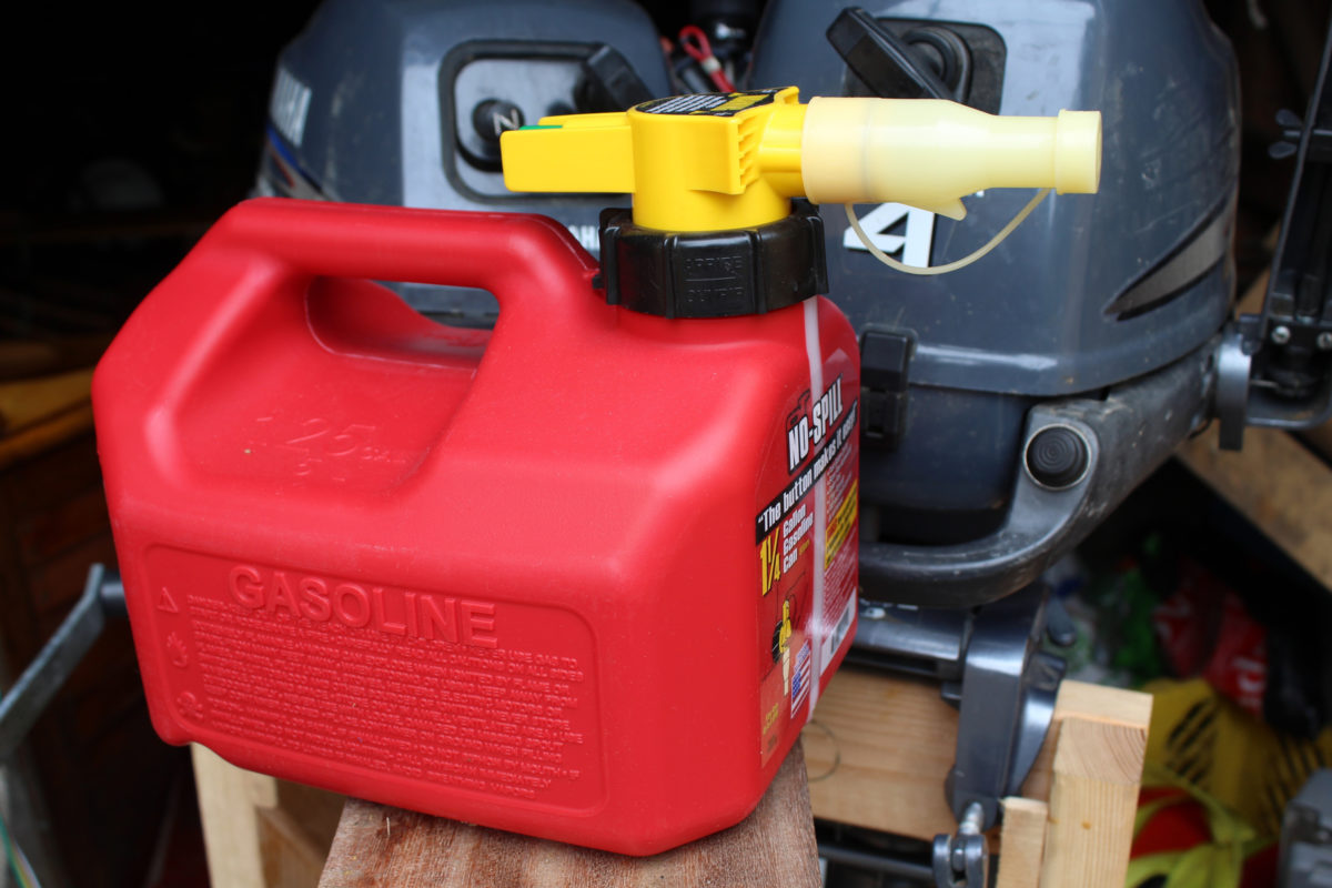The NoSpill gas can has several features that make it easier to avoid spills and overfilling at the gas station and aboard the boat.