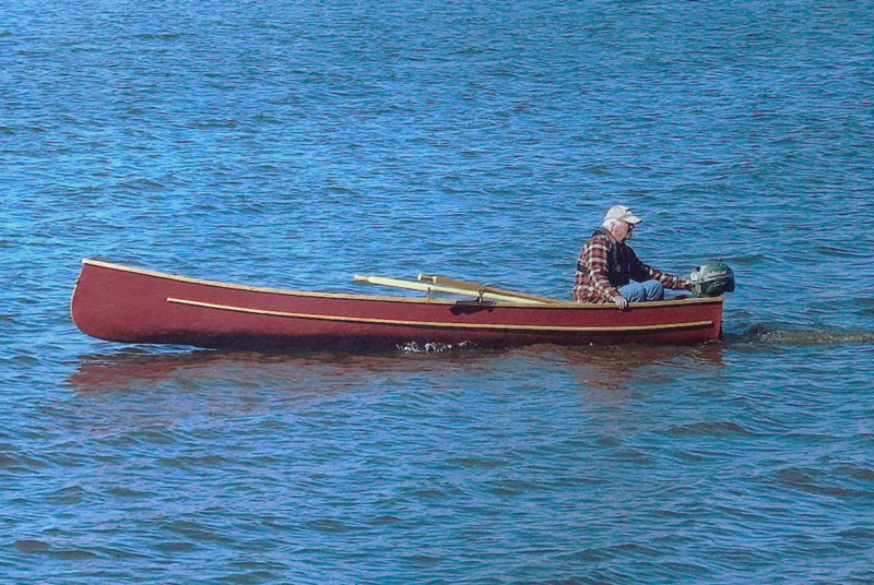 A well-preserved 65-year-old outboard motor is a good match for Jon's newly launched canoe.