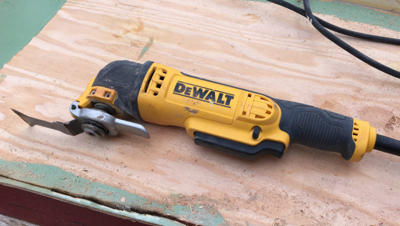 The DeWalt multi-tool has a quick-release device for a tool-less change of blades and a variable speed trigger switch.