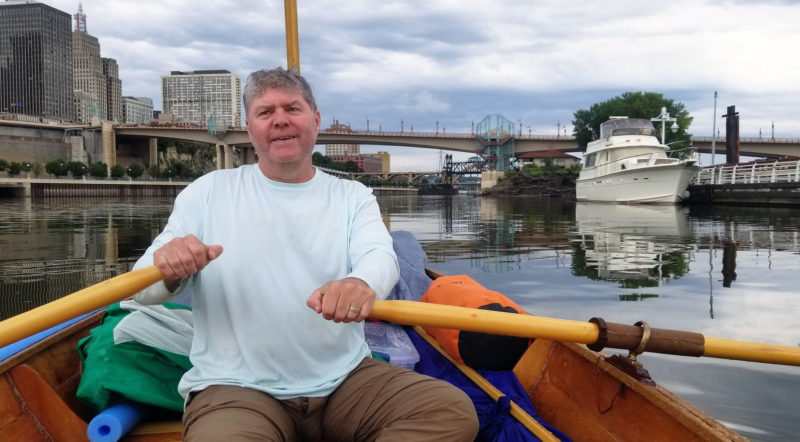 As we approached the first of the four bridges in downtown St. Paul, the river was quiet and we were at ease. Beyond the fourth bridge the traffic of tows and barges would demand our attention.