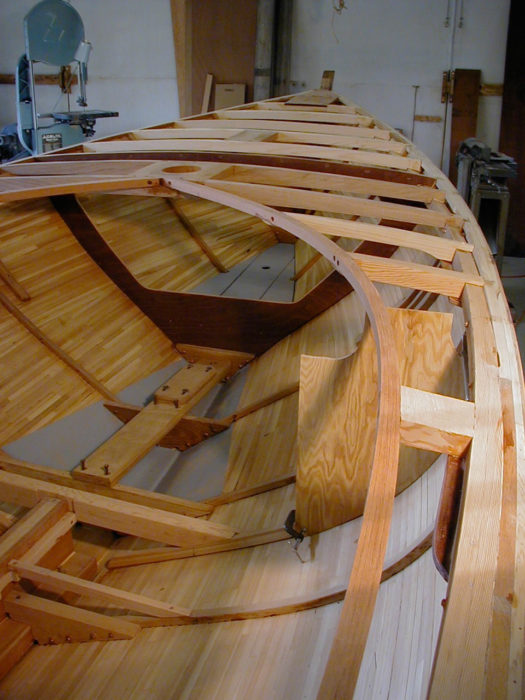 The hull's three layers of planking required minimal framing.