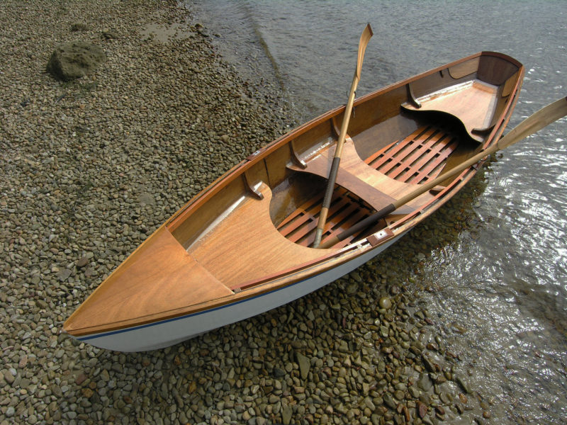 24" Wooden Wall Shelf Boat with Oars Row Canoe Boat Unfinished Wood