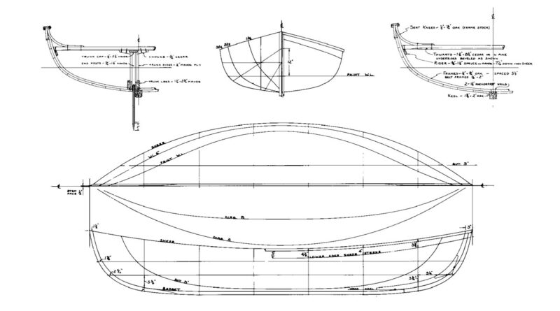 Detailed plan drawings for the Maine Coast Peapod.