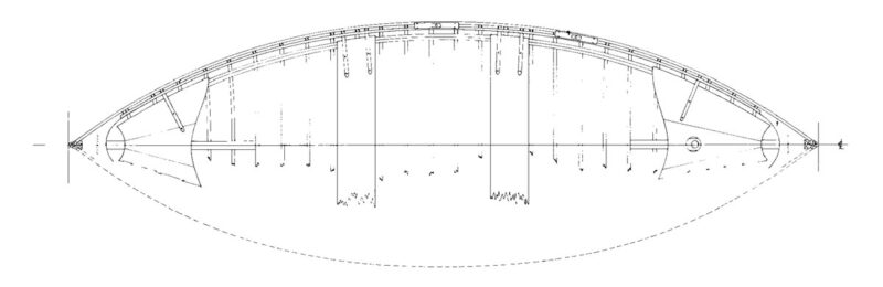 Top view drawing for Maine Coast Peapod.