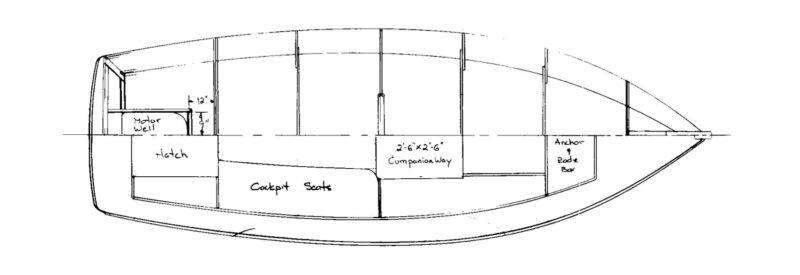 Another arrangement line drawing of the Redwing outboard cruiser.