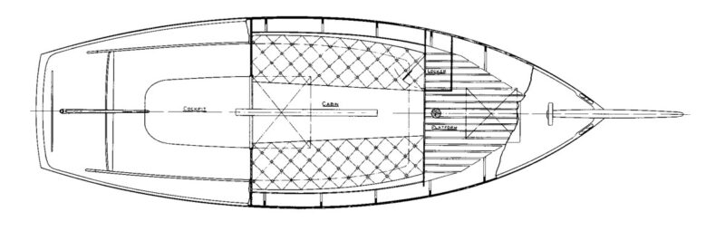 Overhead view of Zimmer Gaff Sloop design.