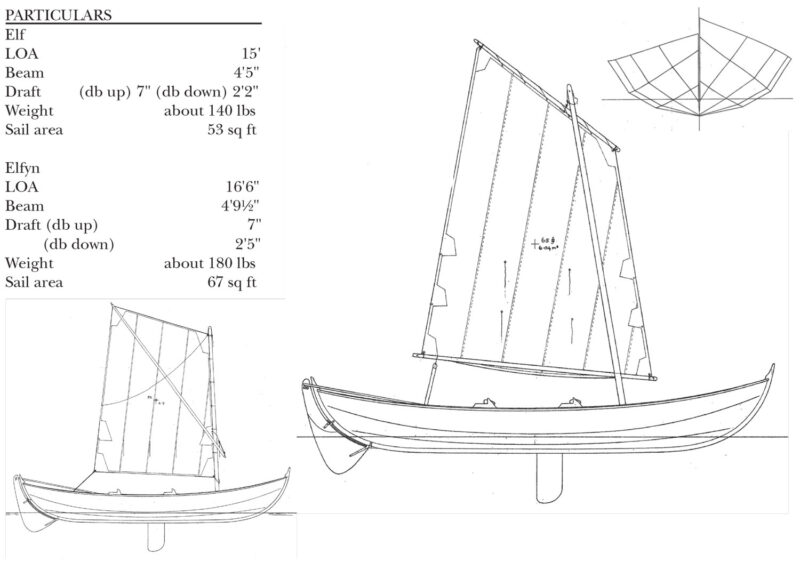 Line drawings and particulars for the Elfyn faering design.