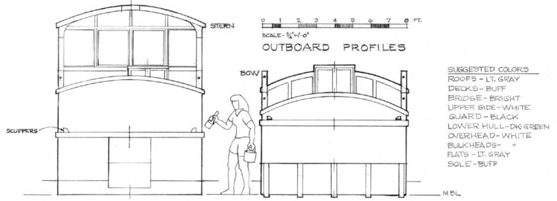 Friend-Ship canal cruiser outboard profiles drawings.