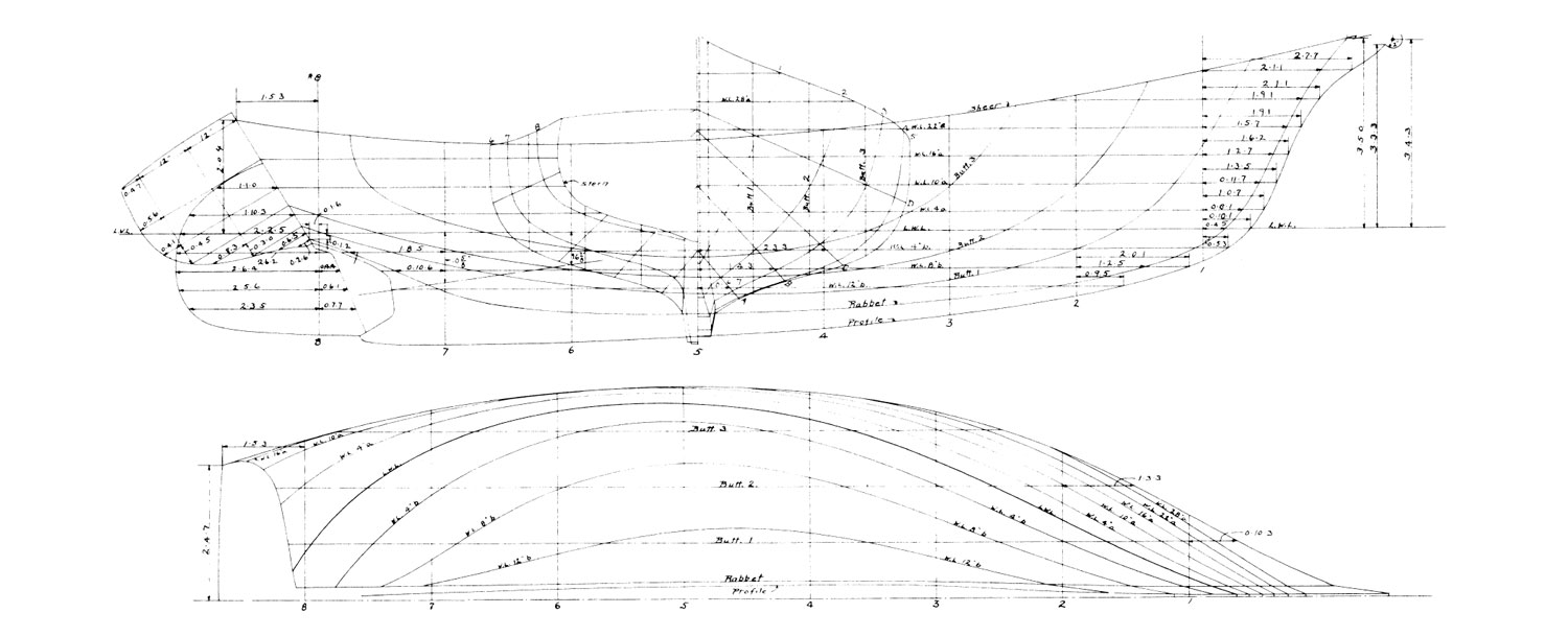 Line drawings of the Crocker Yawl Sallee Rover