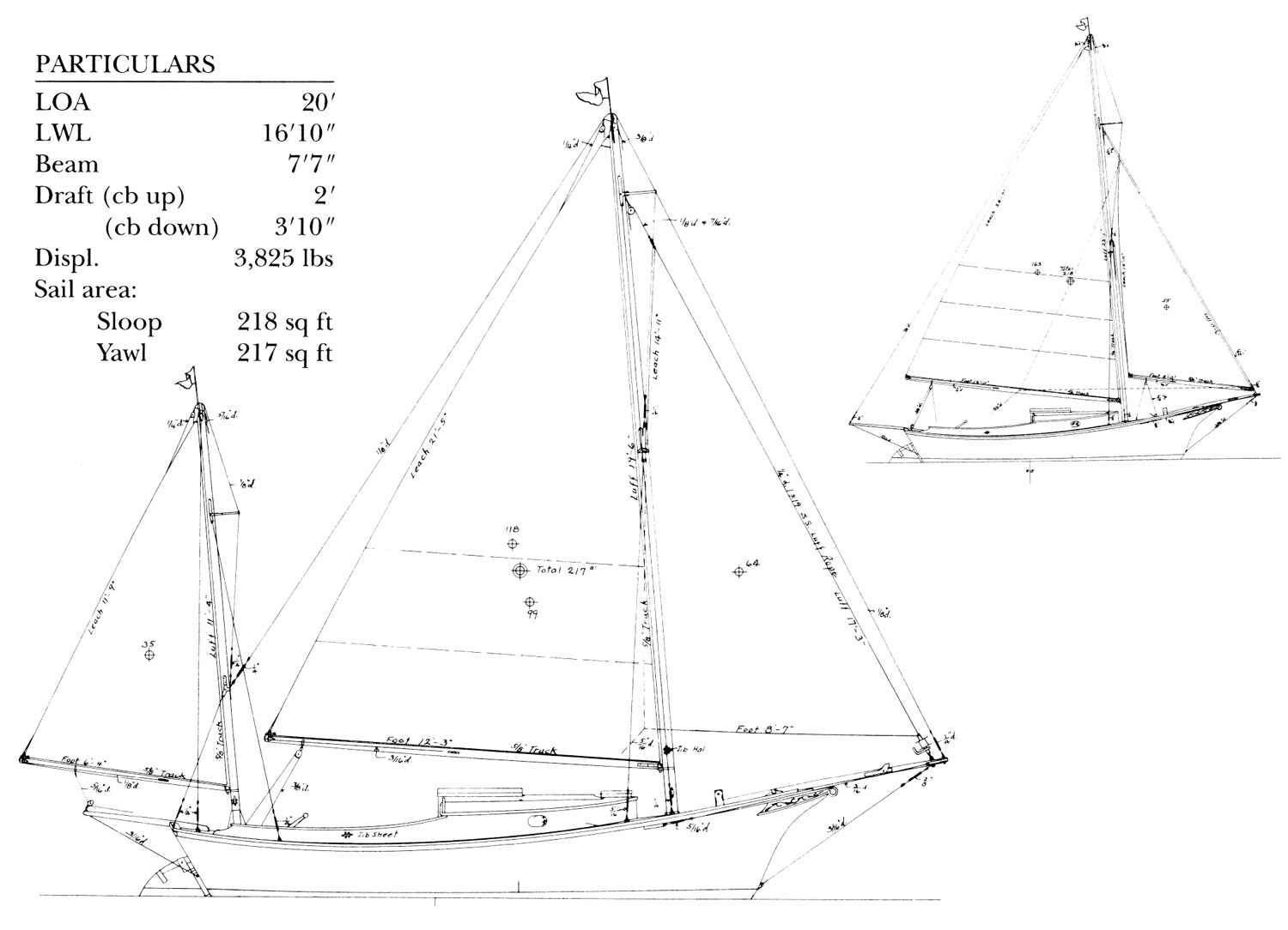 Particulars and sketches for the Crocker Yawl Sallee Rover.