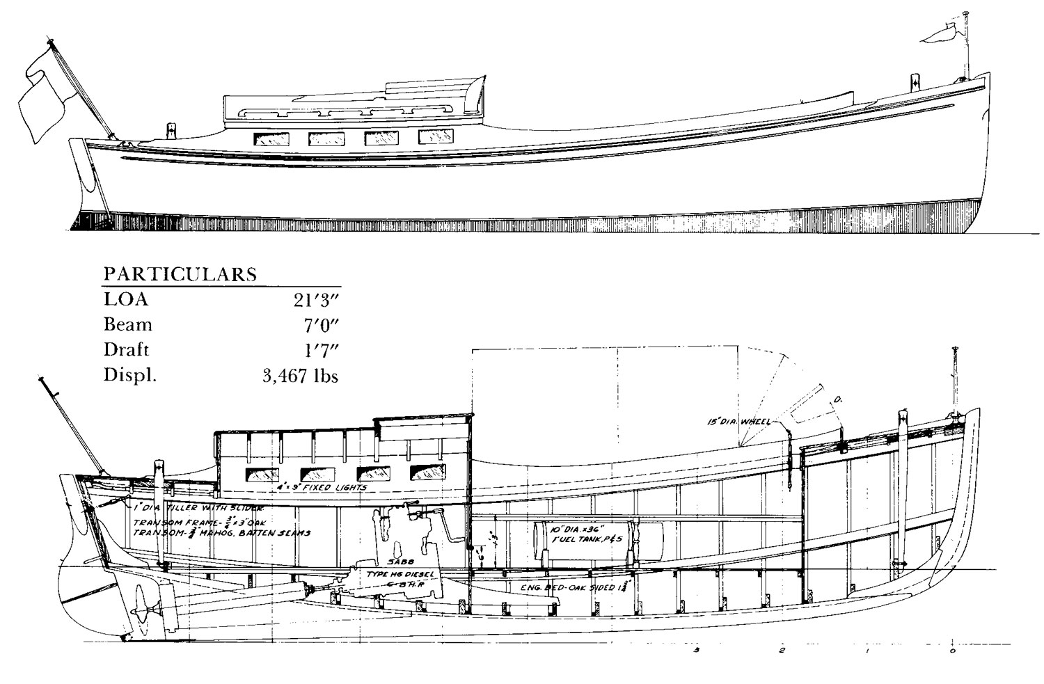 Zimmer utility launch design plans particulars and profile line drawings.