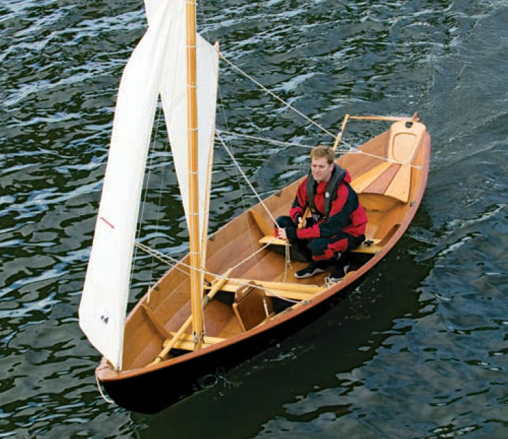 Overhead photo of man sitting in a Northeaster Dory