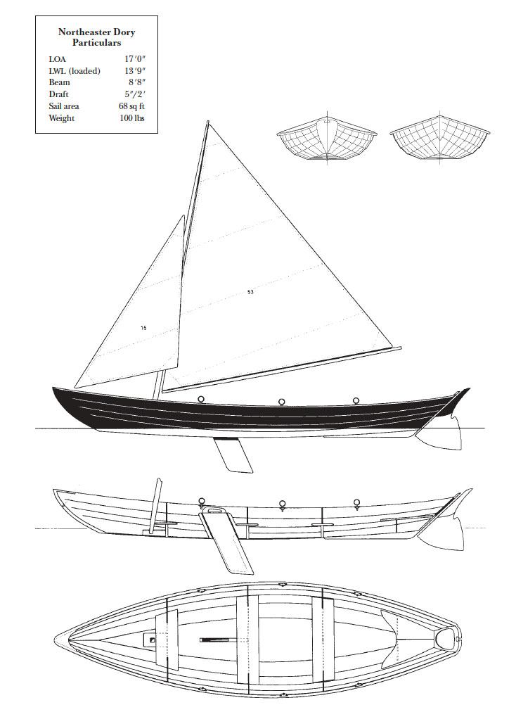 Particulars and line drawing of the Northeaster Dory.