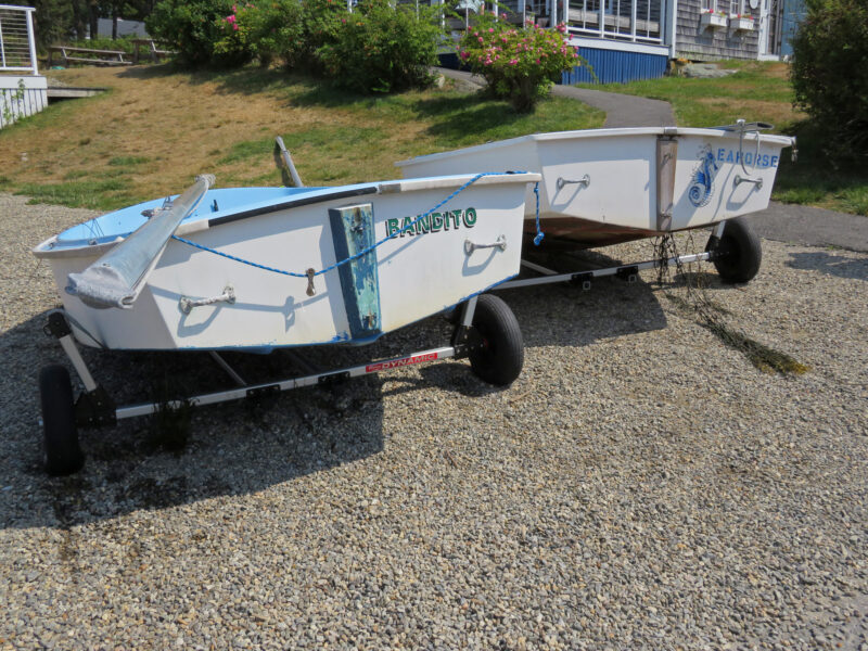 Two fiberglass N-10 sailboats
