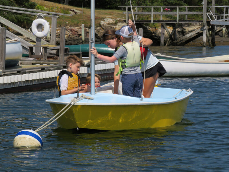 Children on N-10 sailboat at mooring