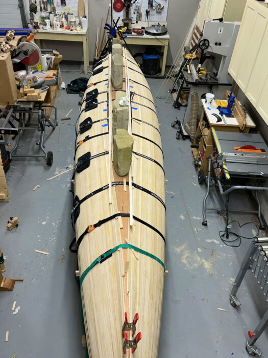 Strip-planking the Liz Pulling Boat