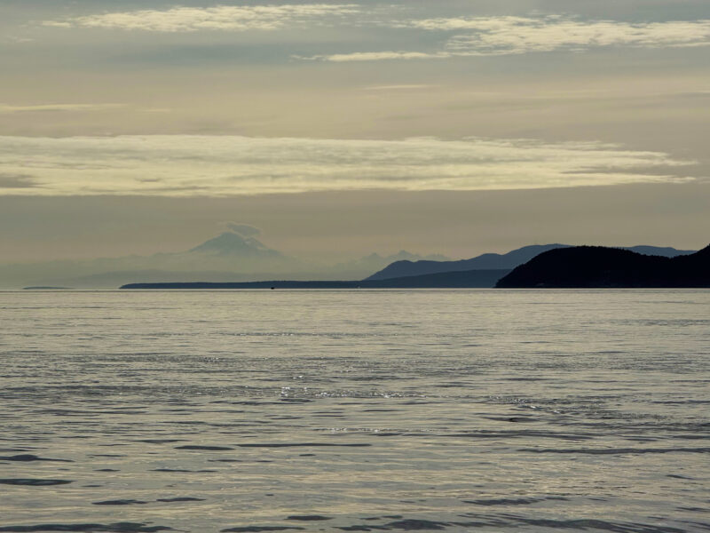 View across Haro Strait, British Columbia, at dawn.