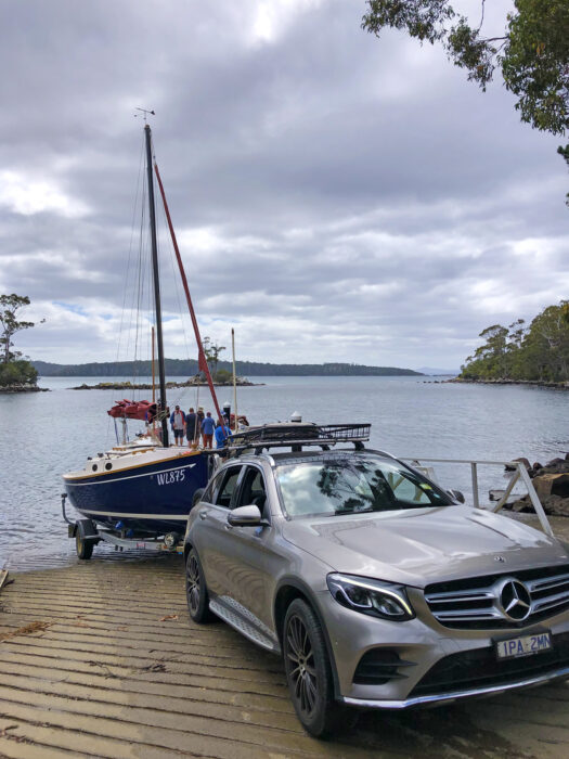 Launching a Cygnet 20 down a ramp for the start of the 2025 Tawe Nunnugah