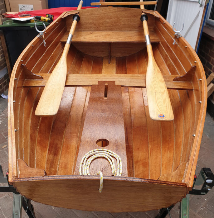 A finished Barrowboat, varnished inside and out.