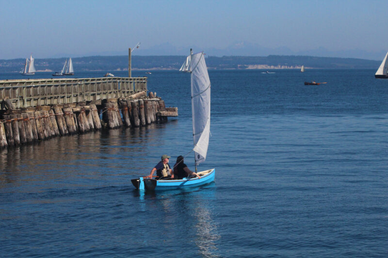 Scout 10 leaving Port Townsend under sail.