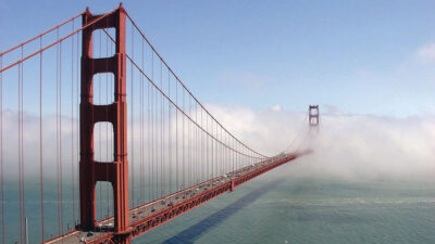 Golden Gate Bridge with fog.