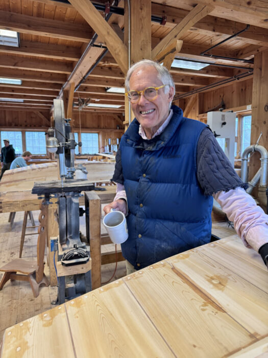 Bobby Ives in the boatbuilding shop.