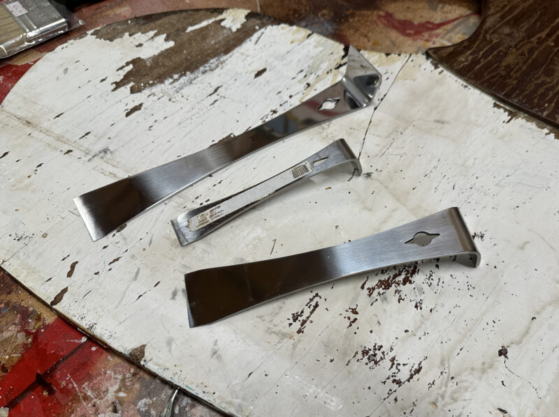 Set of three stainless-steel pry/scraper bars.