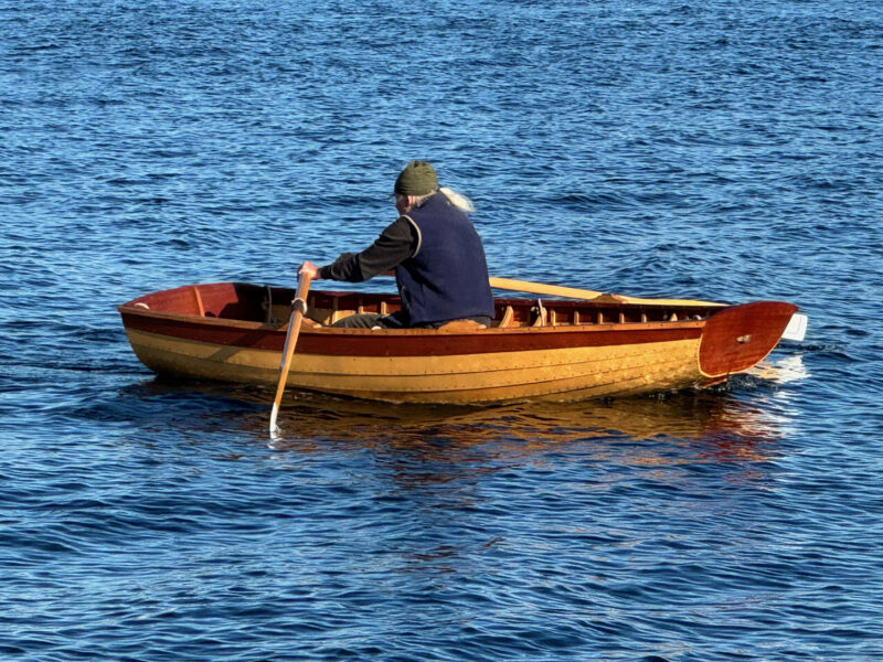 Dulcibella under oar with one oarsman.